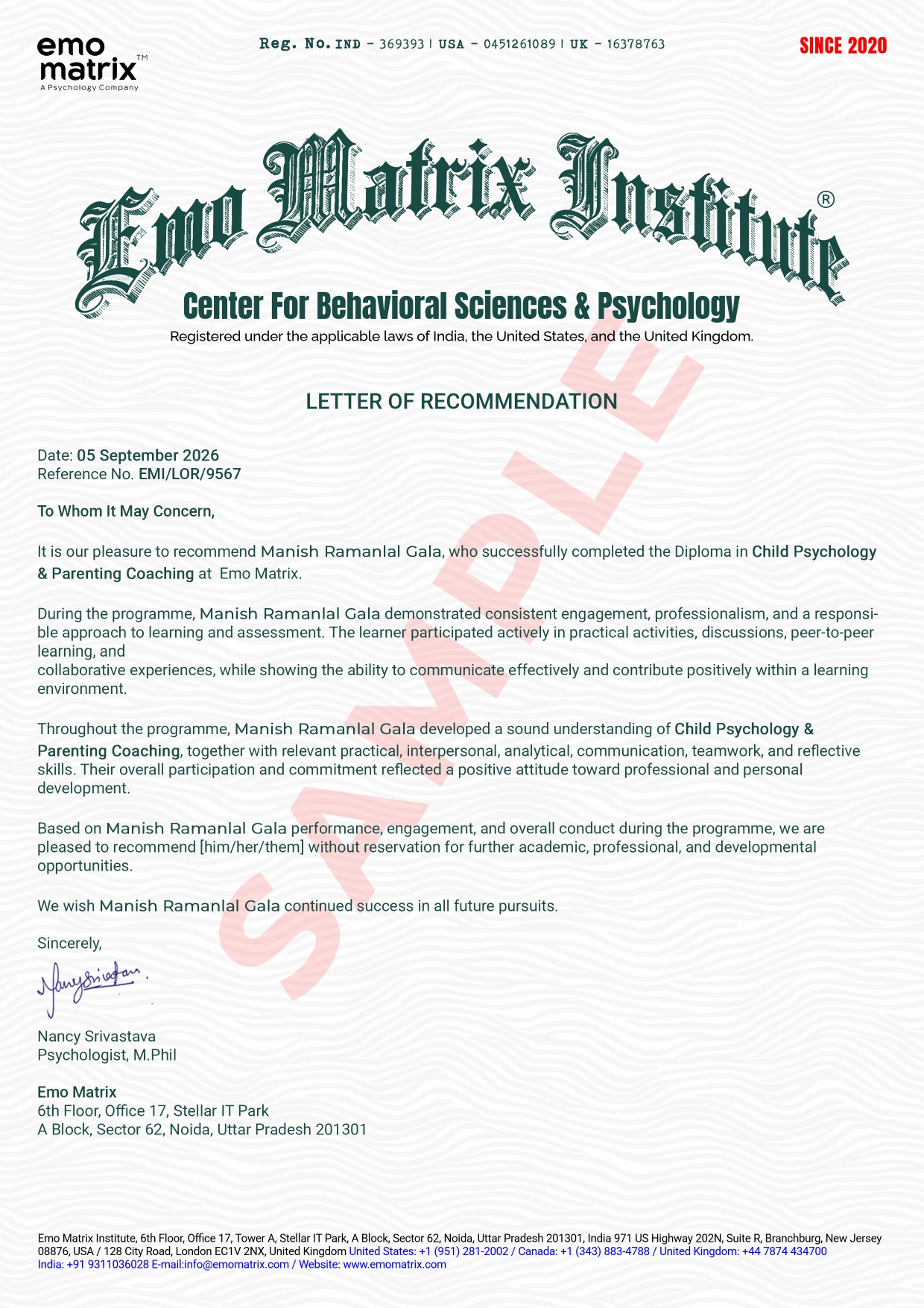 Letter of Recommendation